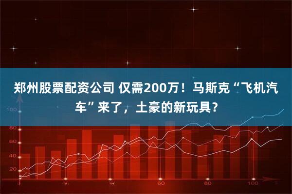 郑州股票配资公司 仅需200万！马斯克“飞机汽车”来了，土豪的新玩具？